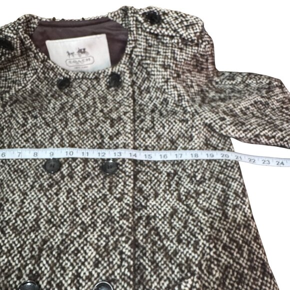 Coach Women's Brown Wool Tweed Double Breasted Button Front Coat Size S/P - Picture 5 of 8